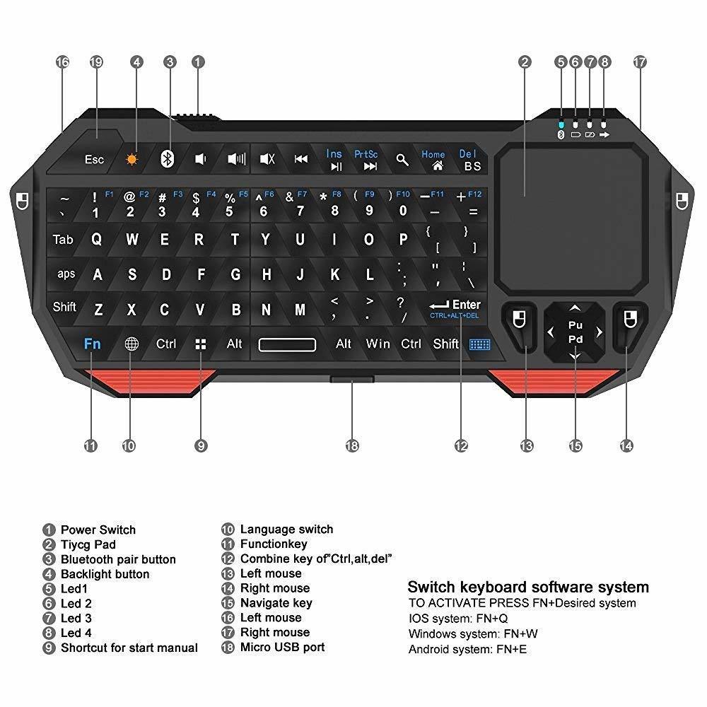 Bàn Phím Không Dây Mini SEENDA IS11-BT05 Có Hỗ Trợ Touchpad - Hàng Chính Hãng