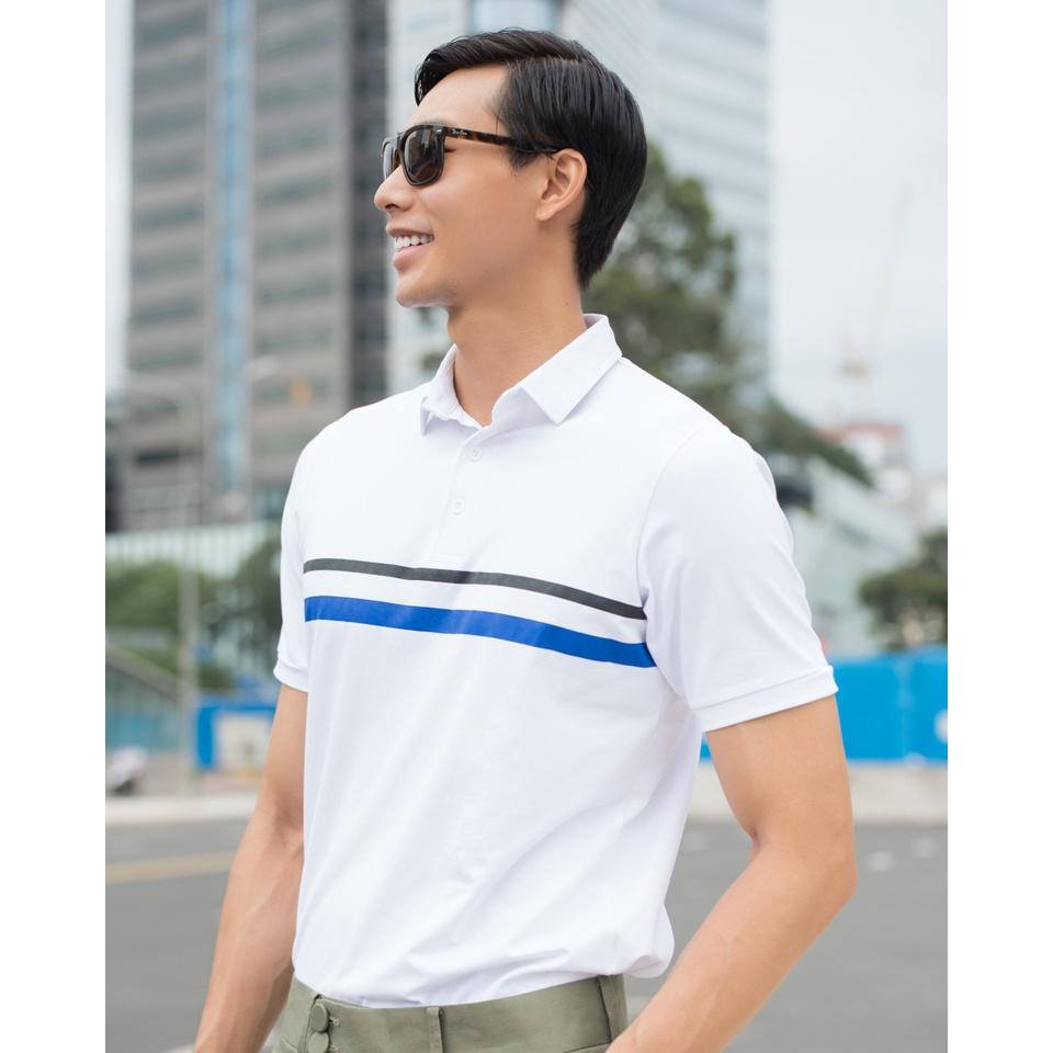 Áo Thun Nam Cotton Trắng Sọc Xanh TC397-TSX