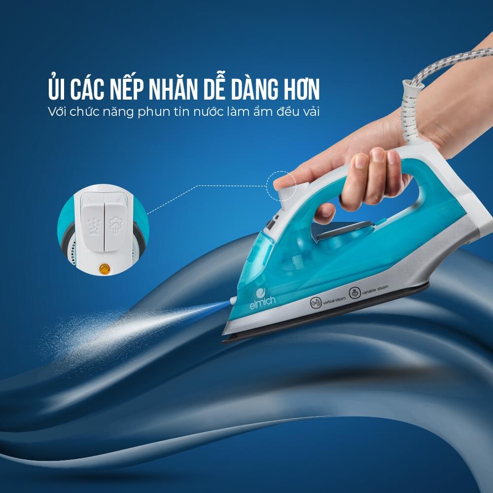 Bàn ủi hơi nước Elmich SIE-3438 1100W, SIE-3436 11200W, Hàng chính hãng, chống cặn nước - JoyMall