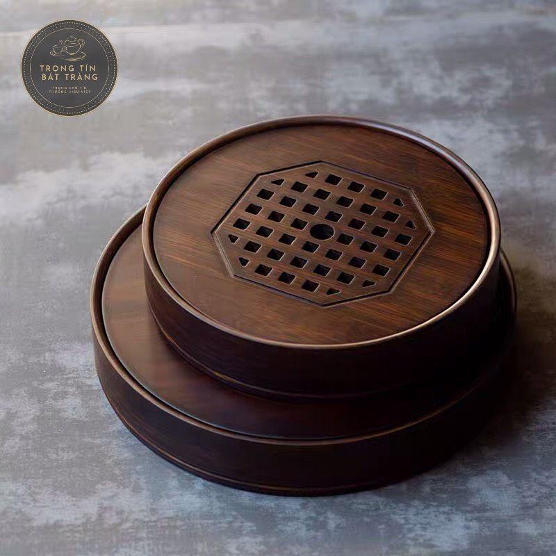 Khay Trà Tre Cao Cấp Tròn Lớn Kích Thước 38*5* KT 20.3