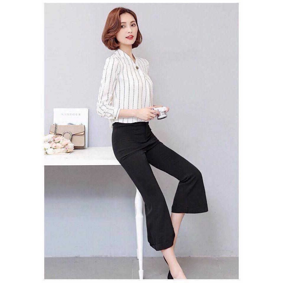 Áo Sơ Mi Sọc Cổ V chất vải cát xốp co giãn nhẹ,thoáng mát và ít nhăn. Áo rất dễ phối đồ nhé,có thể mặc cùng quần Âu,quần Jean hoặc Chân Váy đều rất đẹp ạ