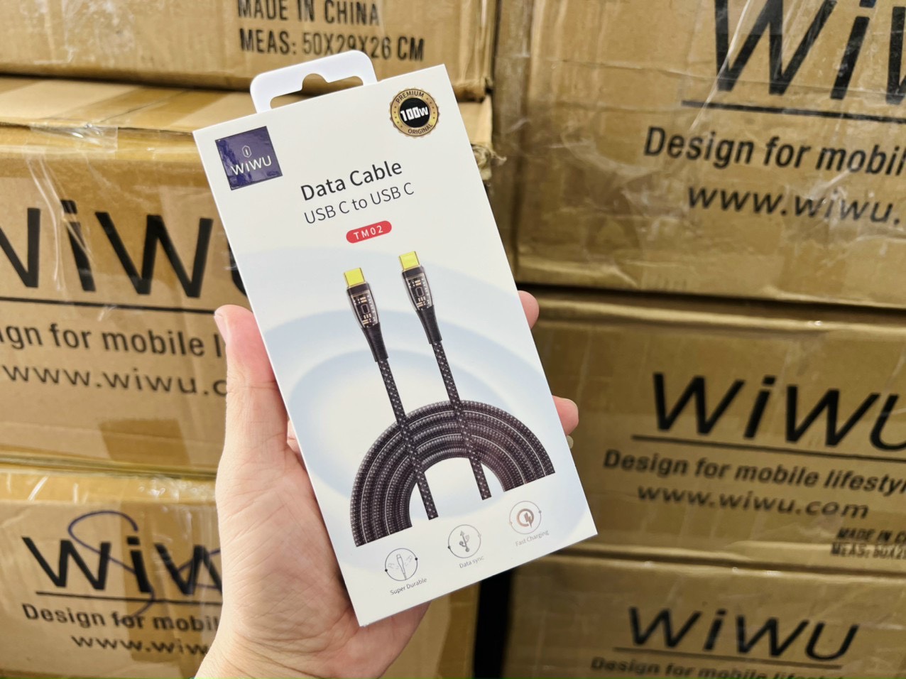 Cáp Wiwu Data Cable TM02 USB C to USB C Dành Cho Điện Thoại, Máy Tính Xách Tay, Máy Tính Bảng Hỗ Trợ Sạc Cực Nhanh 100W - Hàng Chính Hãng