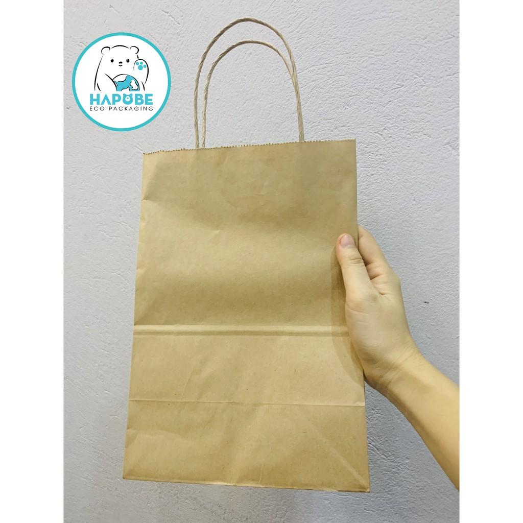 100 Túi giấy kraft nhật K2027 có quai 19x12x29cm