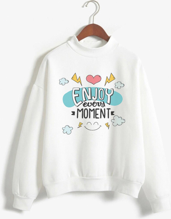 Áo hoodie không nón in MOMENT