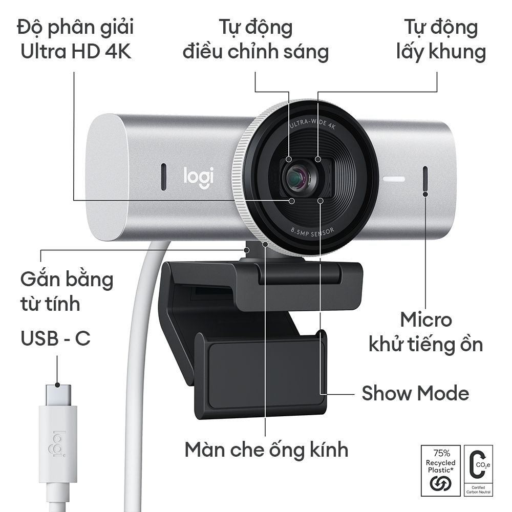 Webcam Logitech MX Brio 4K Ultra HD - Hàng Chính Hãng