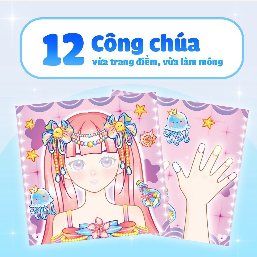 Sách - Tiệm Làm Nail - Công Chúa Biển Xanh - 400+ Stickers Dễ Thương -  Bóc Dán Sticker Cho Bé Gái - Megabook