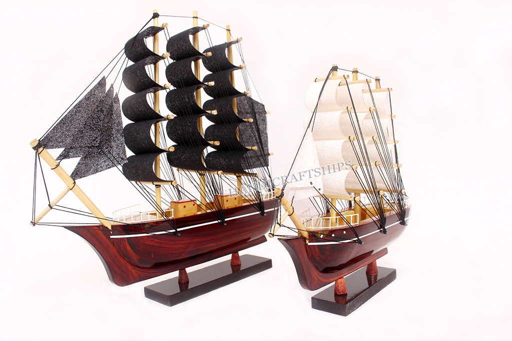 (Sẵn sàng trưng bày)Combo 2 thuyền buồm PHONG THỦY 25cm&amp;20cm (đen-trắng) có hỗ trợ ship