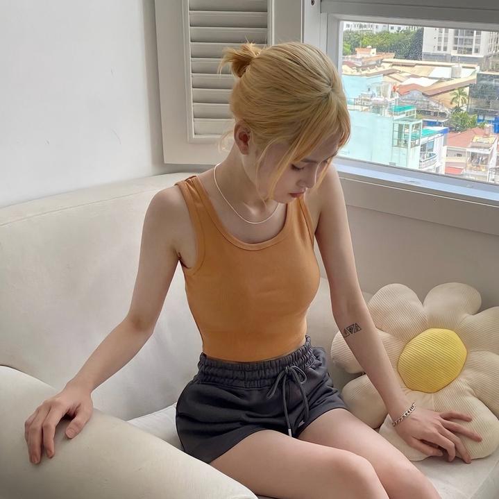 Áo croptop nữ hai dây bản to SUE chất thun bo gân co giãn, áo thun Tanktop body dáng lửng cho nữ GINE STORE