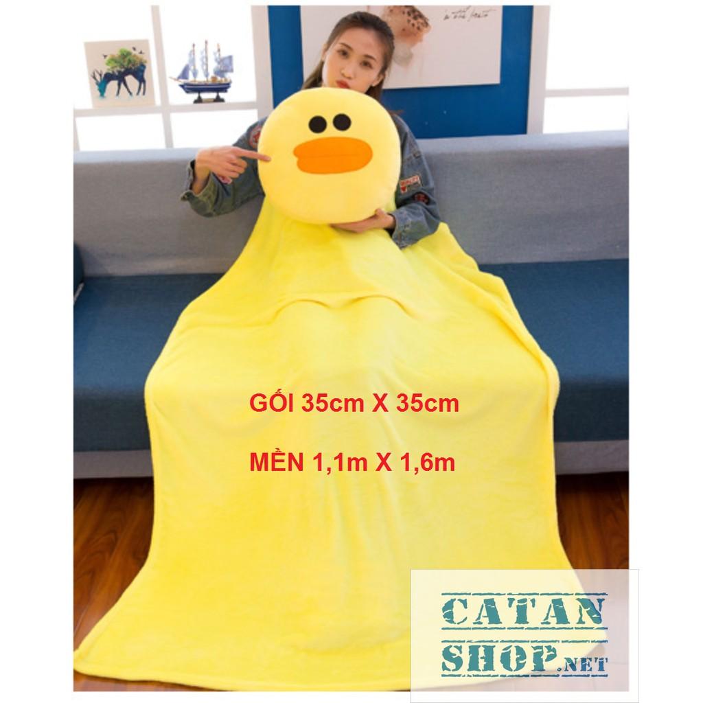 Gối mền Brown xinh xắn 3 in1, nỉ nhung cực mịn, bộ chăn gối văn phòng GD79-GMGau