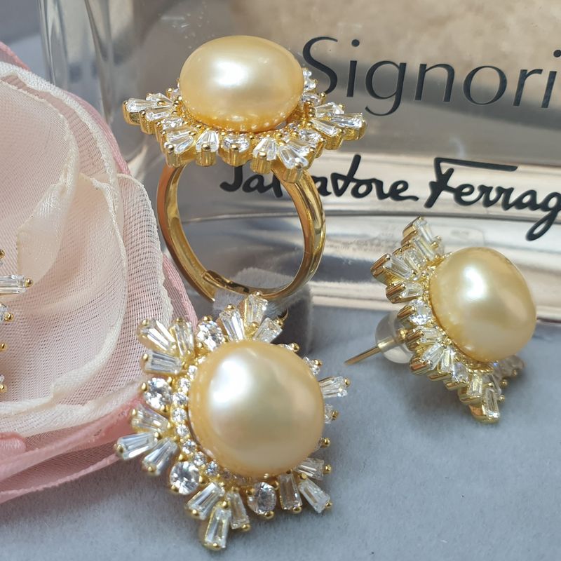 Bộ Trang Sức Ngọc Trai Thiên Nhiên Cao Cấp 4M - Kiểu Dây Chuyền Hoa Tuyết - Trang Sức Cô Tấm - SNOW FLAKES PEARL - CTJ1703