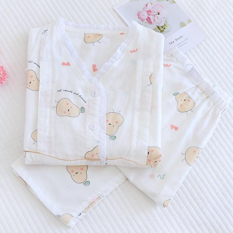 Pijama sau sinh, Đồ bộ bầu và cho con bú AZ22 chất liễu xô đũi mềm mại mặc hè và thu đồng