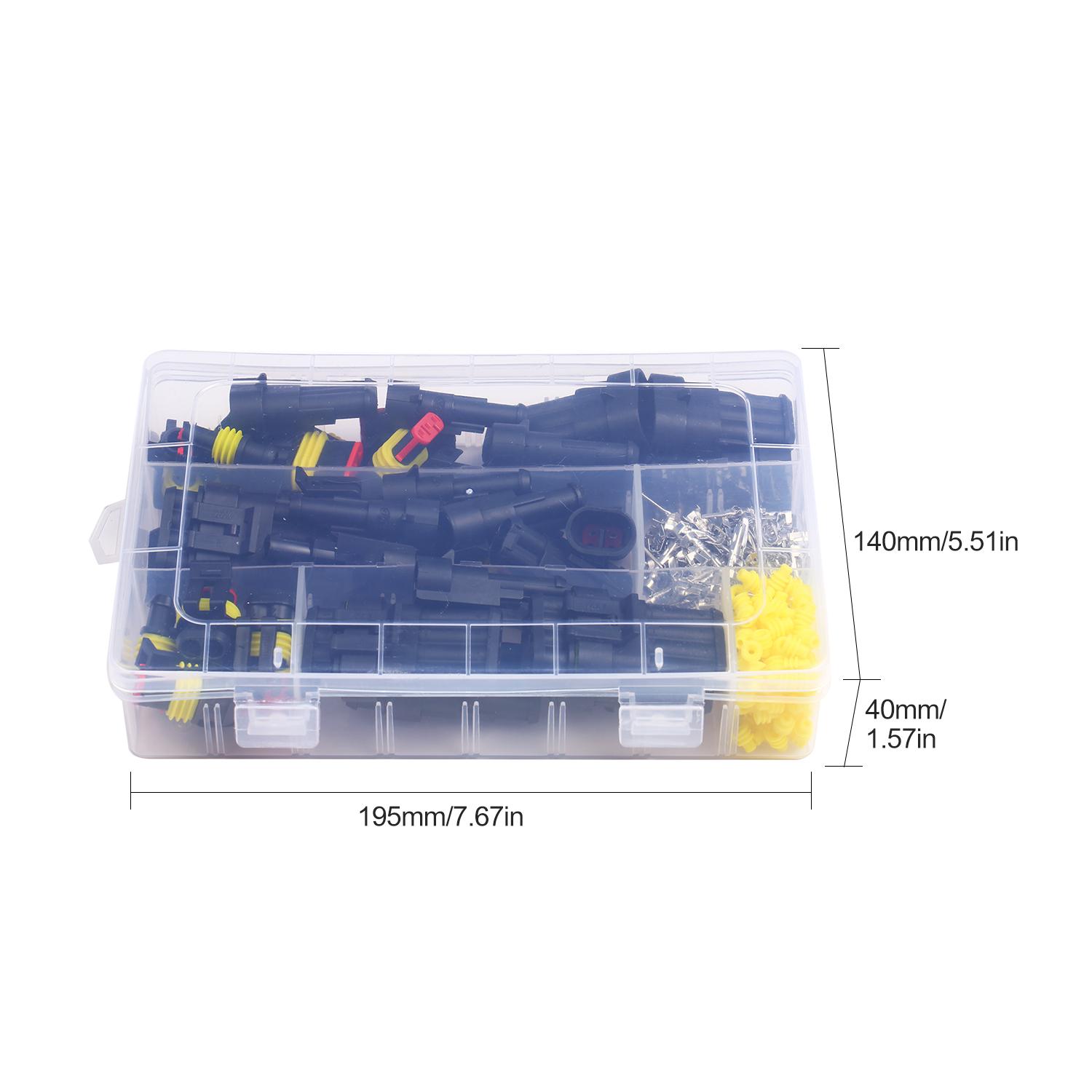 306PCS/Box Waterproof Electrical Connectors 1/2/3/4 Pin Electrical Terminals Pin Way Wire Connector Plug Connections for