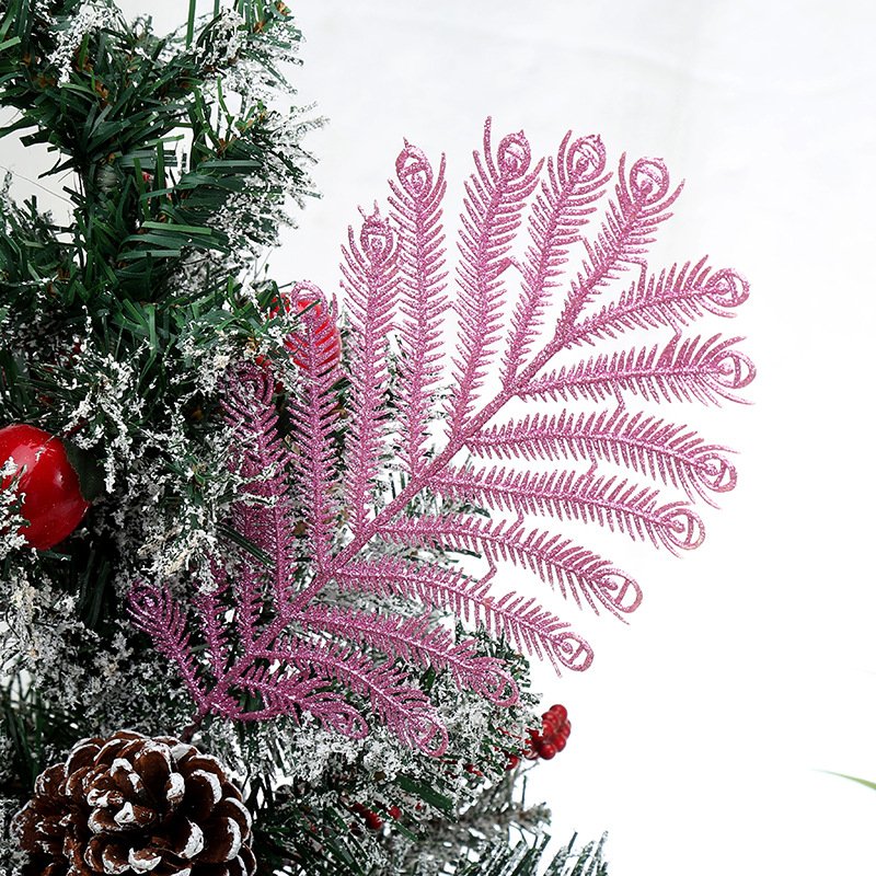 Nhánh Lông Công 38cm Hình Quạt Kim Tuyến Trang Trí Tết