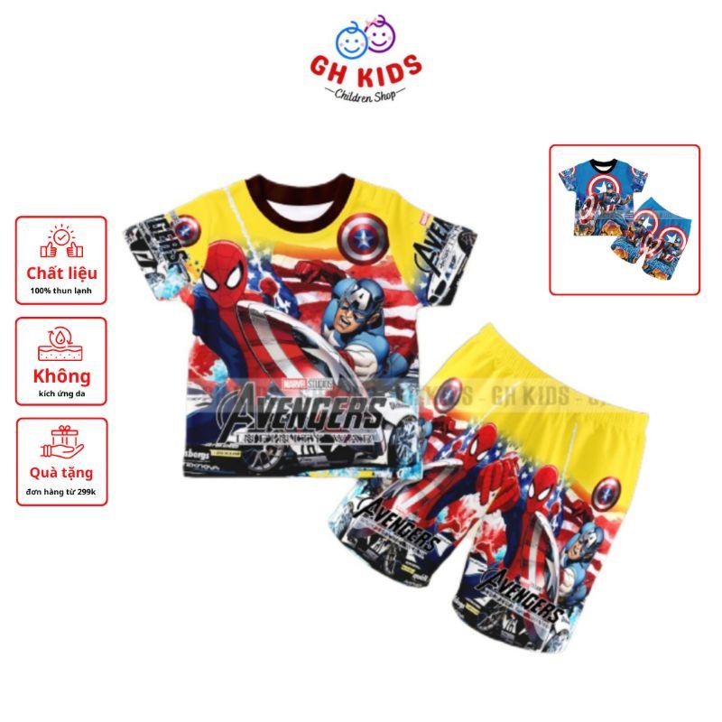 Bộ đồ bé trai họa tiết siêu nhân chất liệu thun lạnh mềm mịn mát in hình 3D được các bé trai yêu thích SIZE 5-25kg