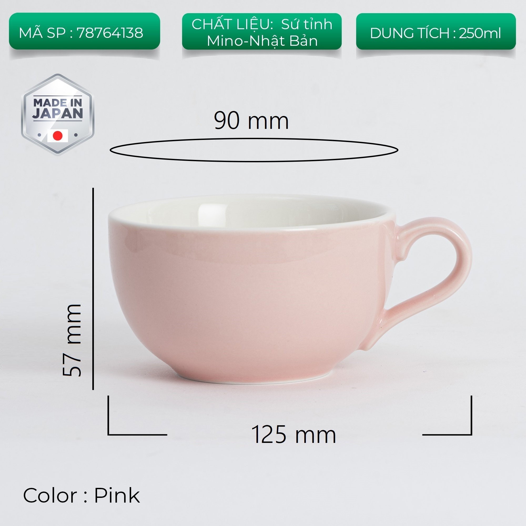 Ly sứ Origami Latte Bowl 250ml uống trà cà phê