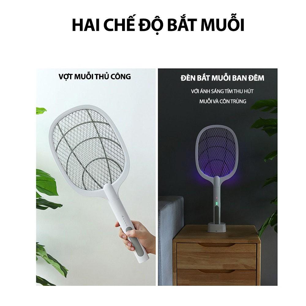 VỢT MUỖI KIÊM ĐÈN BẮT MUỖI 2 in 1 - Pin sạc cao cấp