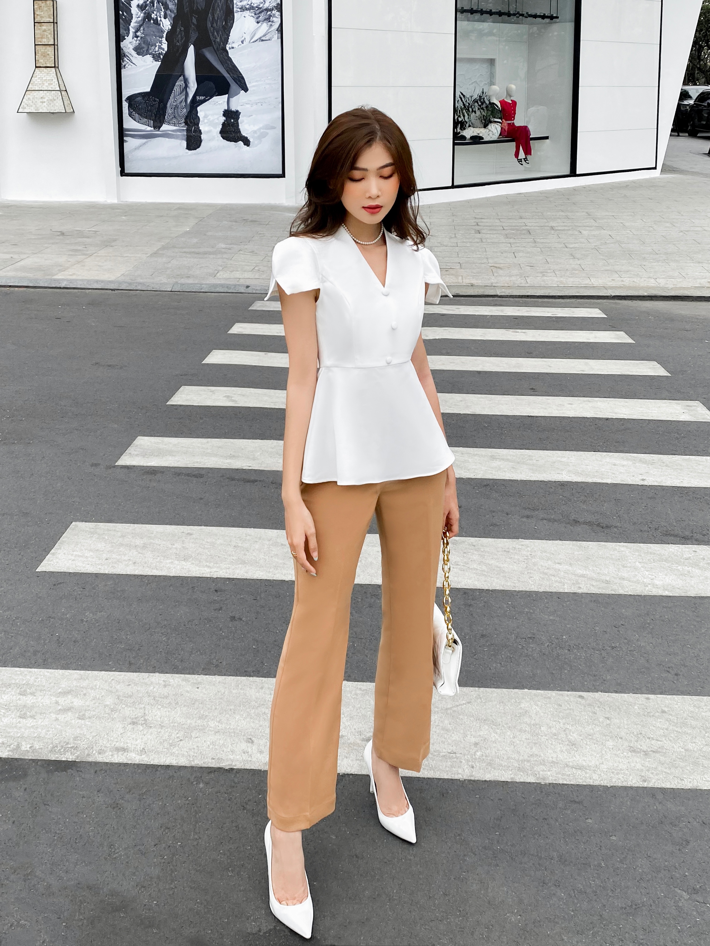 MAIDE Aó sơ mi thiết kế tà peplum cách điệu thời trang SISA TOP