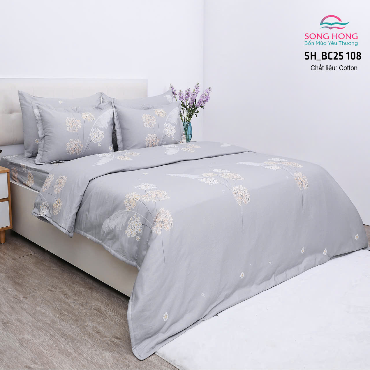 Chăn xuân thu Sông Hồng 200x220cm chất cotton dùng 4 mùa