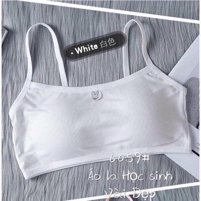 Áo lá học sinh cotton tăm 2 dây mảnh 6059 — Mút tháo rời | Mềm mịn, co giãn, thoáng khí