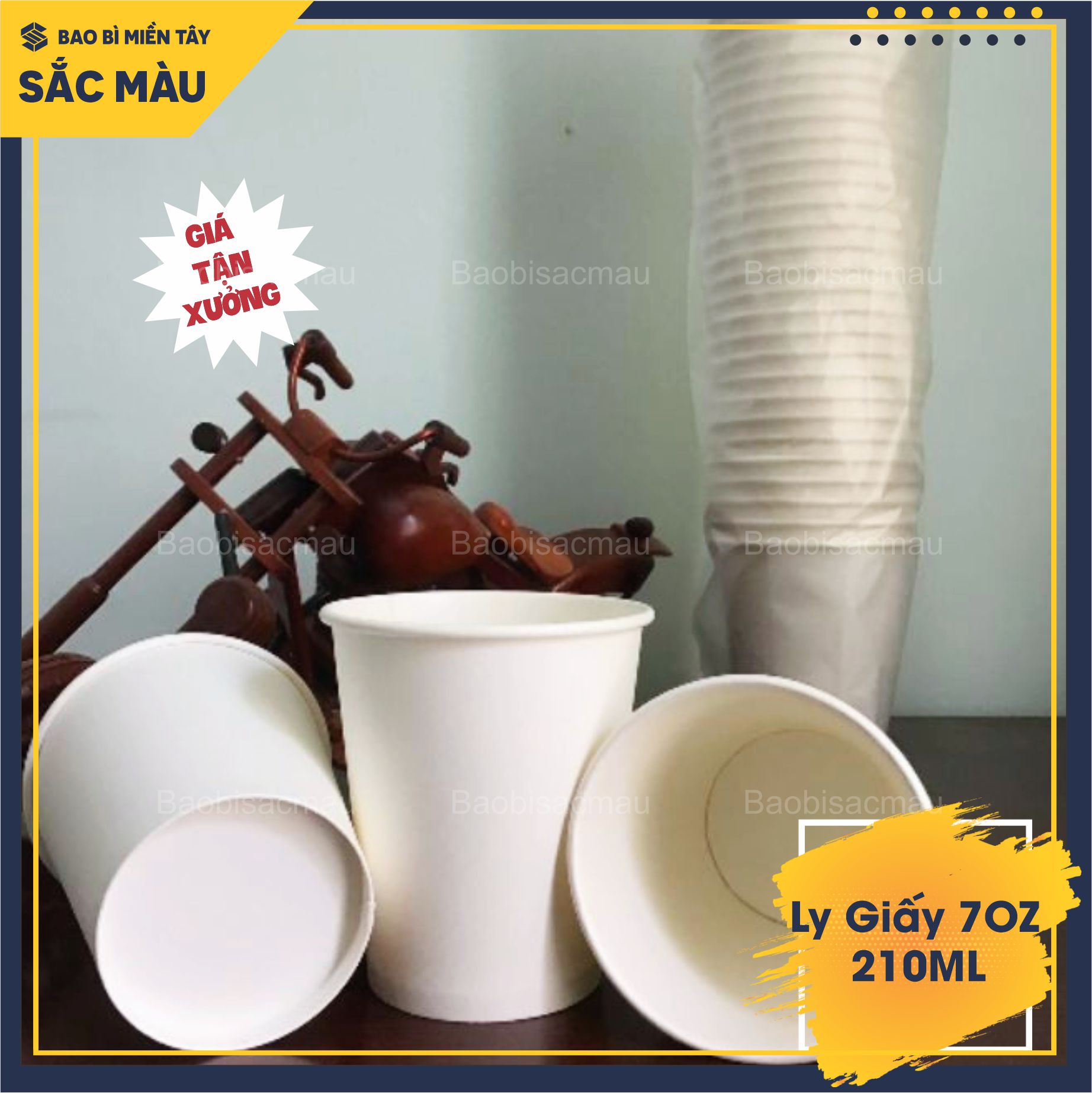Sỉ 50 cốc giấy/ ly giấy uống nước văn phòng 7oz dung tích 210ML