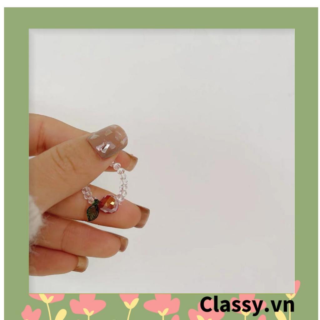 Nhẫn bằng nhựa Classy có đính hạt cườm nhiều màu dành cho nữ Classy PK1225