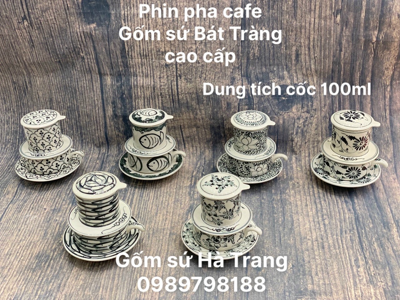 Phin pha cafe gốm sứ Bát Tràng cao cấp xuất dư vẽ thủ công