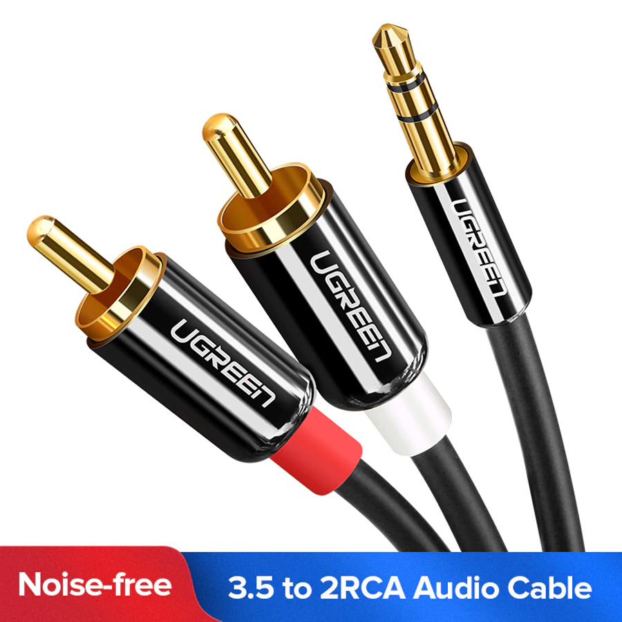 Cáp Audio 3.5mm to AV 2 đầu hoa sen (RCA) dài 3M Ugreen 10590 vỏ nhôm - Hàng chính hãng