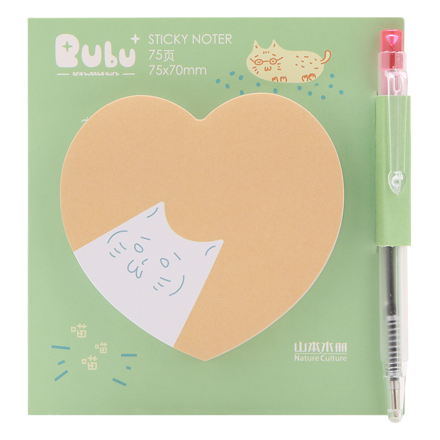 Giấy Note Tim - Kèm Bút Bubu BLTO-0040