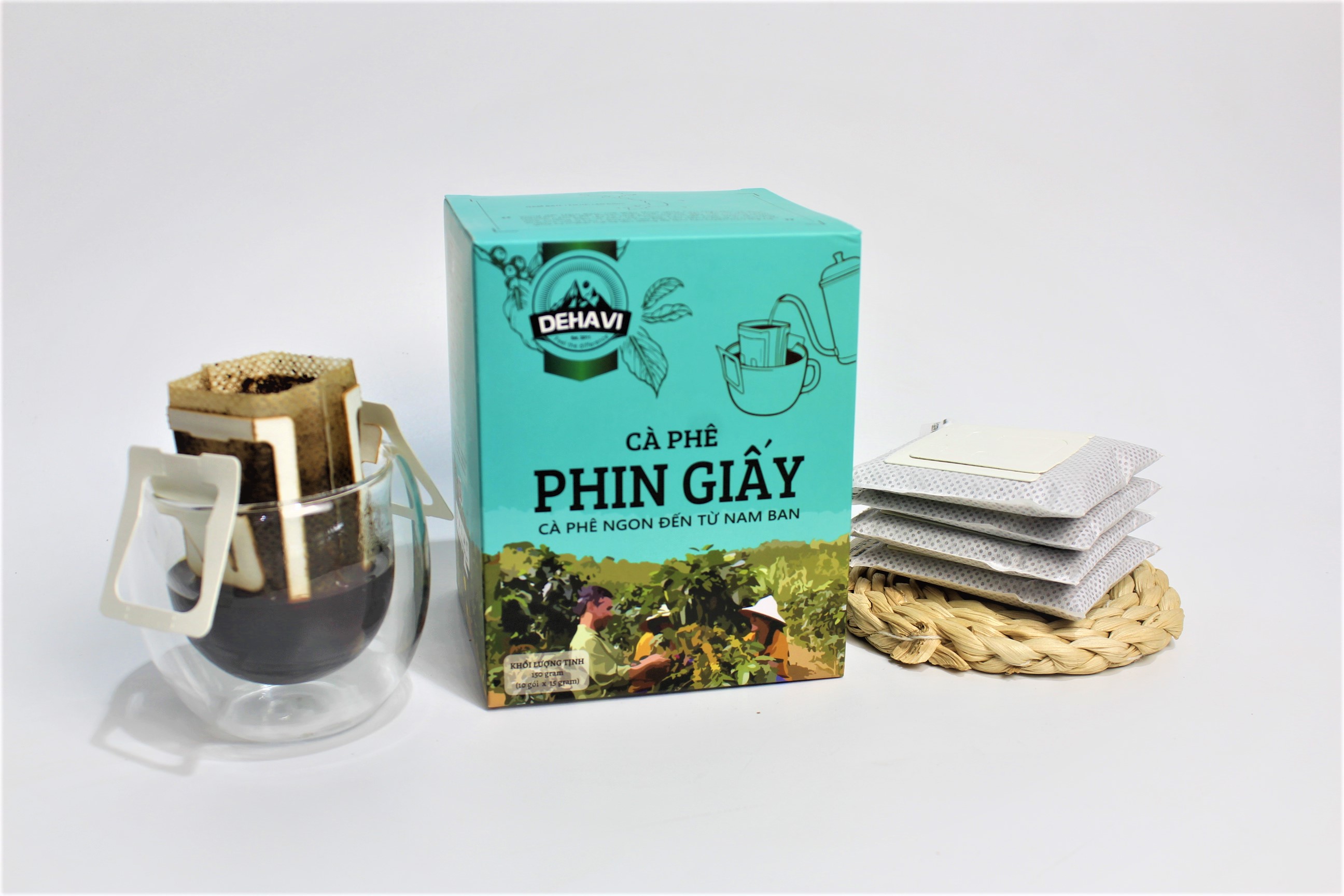 Cà Phê Phin Giấy từ Dehavi, gồm 10 gói 150gram, kết hợp Robusta và Arabica