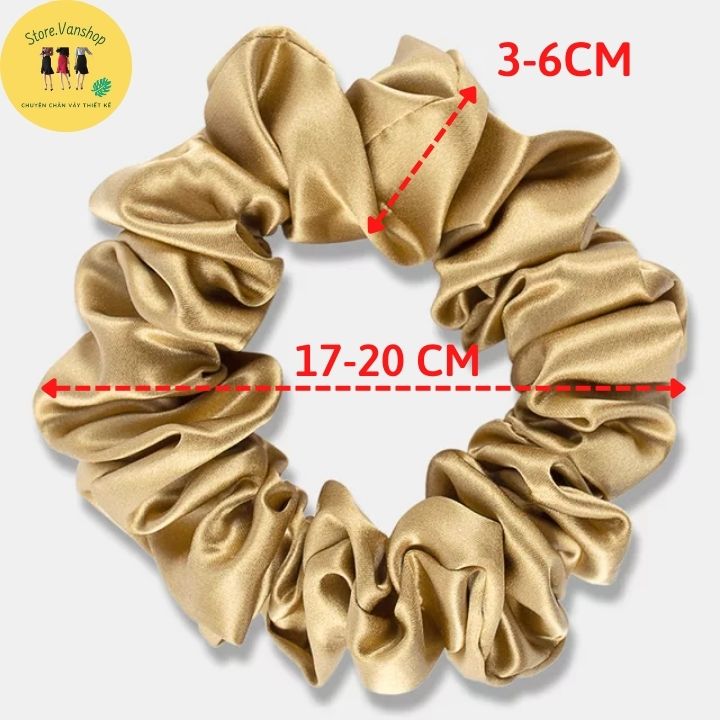 Set 10 cột tóc vải scrunchies dây buộc tóc vải trơn bóng loại đẹp hot trend - Phụ kiện thời trang nữ CT0008