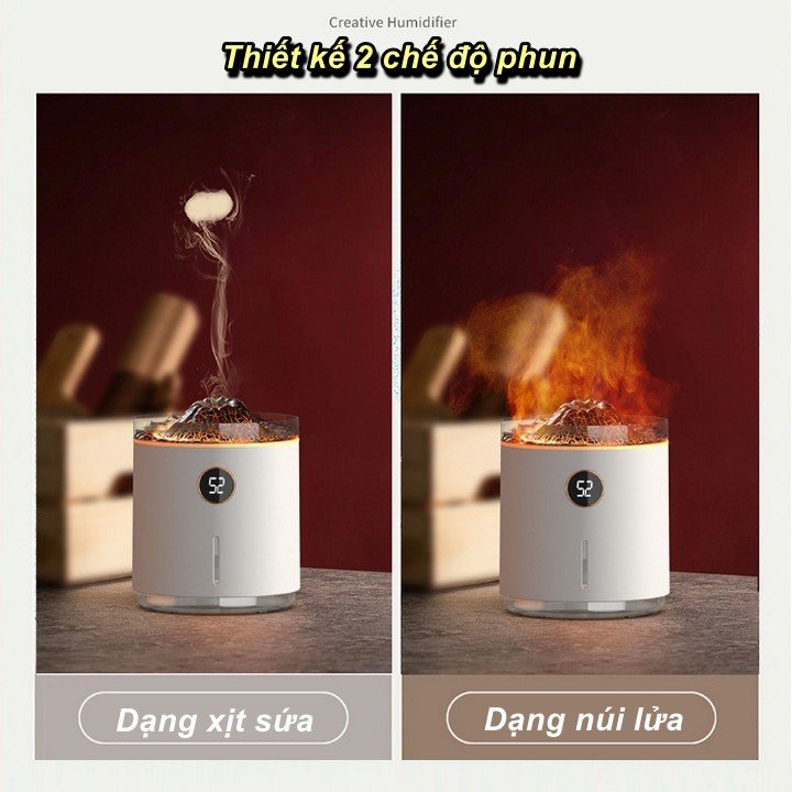 Máy Tạo Độ Ẩm Khuếch Tán Hương Thơm Volcano Smoke 350ml Đèn LED Hiệu Ứng Núi Lửa - Home and Garden