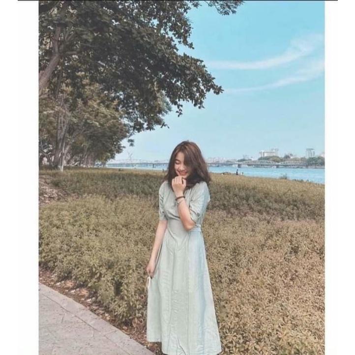 ĐẦM NỮ VINTAGE BUỘC NƠ SAU LƯNG