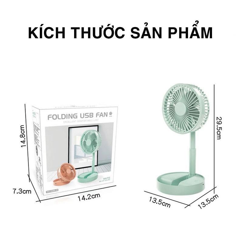 Quạt mini tích điện để bàn gấp gọn xoay 180 độ Quạt mini nhỏ gọn tiện lợi dễ dàng mang theo