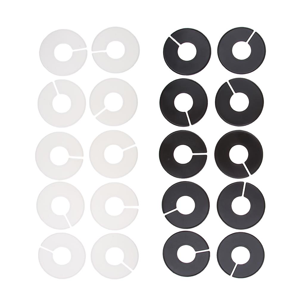 20x Quần Áo Kích Thước Giá Đỡ Chia Ngăn Tủ Quần Áo Tròn Móc Treo Chia Ngăn Trắng + Đen