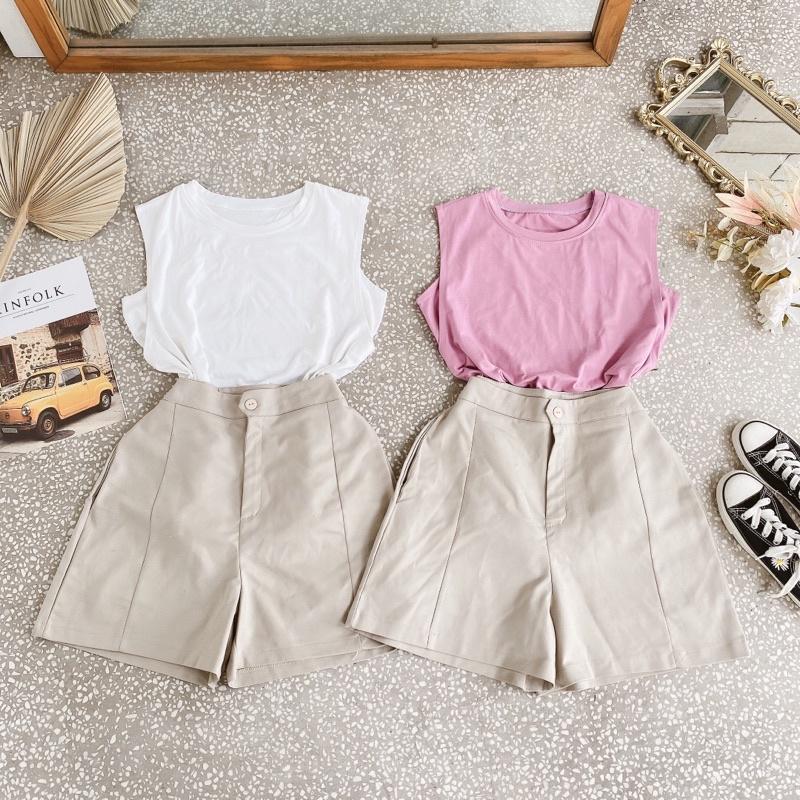 Set áo sát nách +quần kaki nude