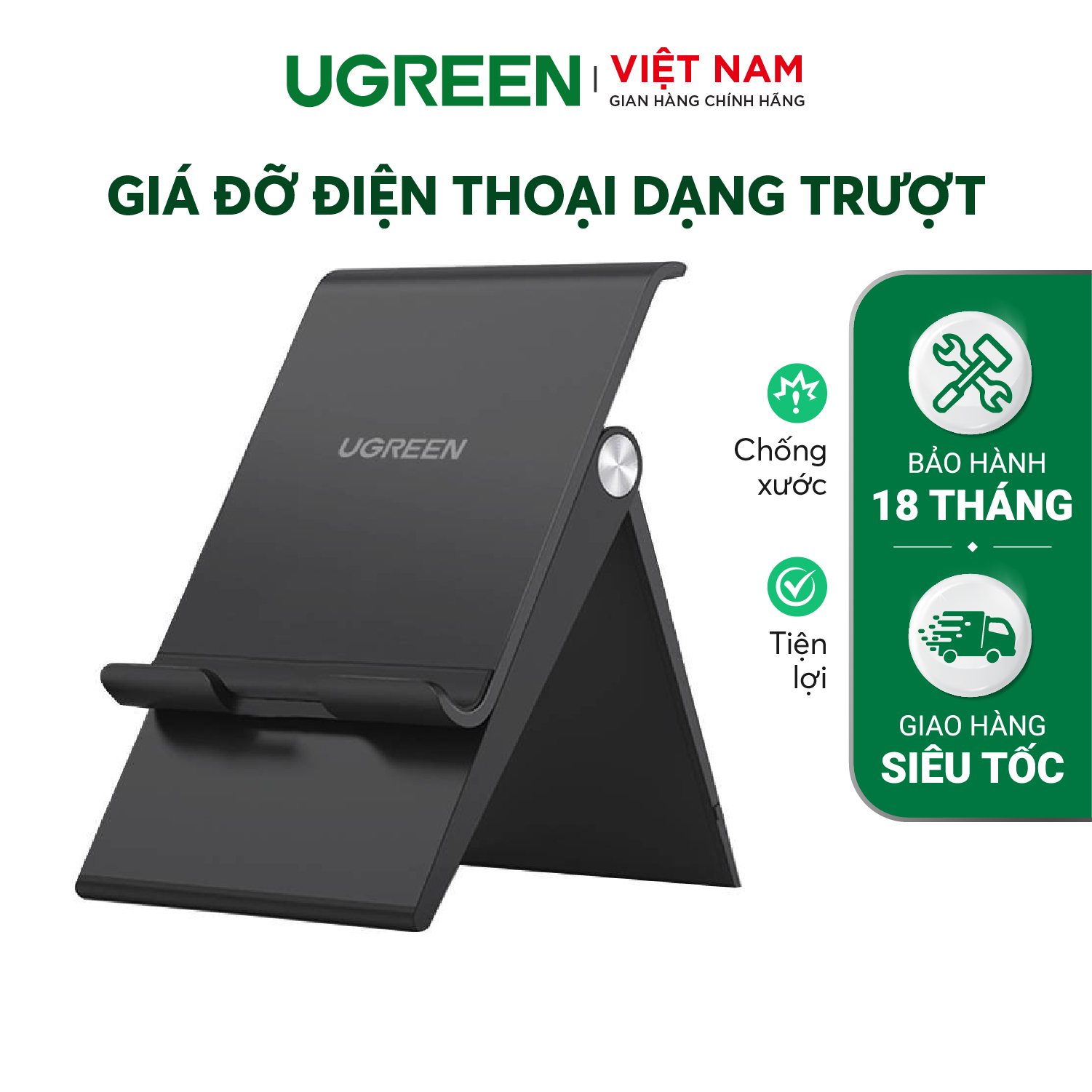 Giá đỡ điện thoại để bàn có thể gập lại được UGREEN LP247 chất liệu nhựa ABS - Hàng chính hãng