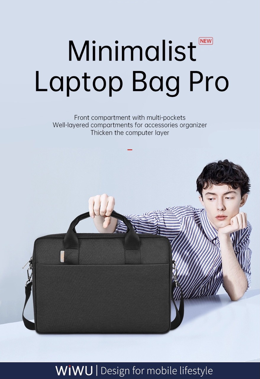 Túi Wiwu Minimalist Laptop Bag Pro cho máy tính xách tay, laptop có 2 ngăn dành cho máy tính xách tay/ máy tính bảng chống rung, bảo vệ toàn diện - Hàng chính hãng