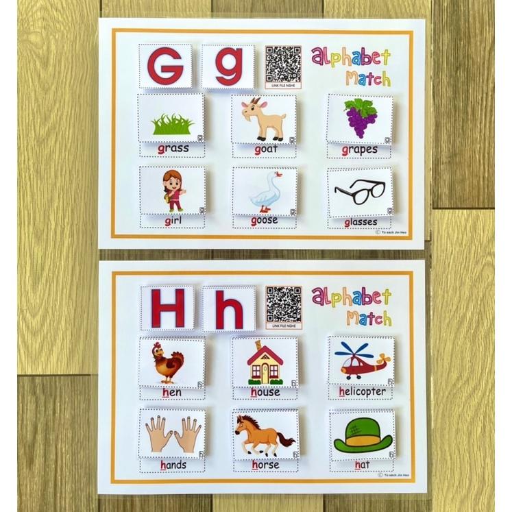 Học liệu bóc dán, Bảng chữ cái Tiếng Anh bé ghi nhớ Từ vựng qua hình ảnh