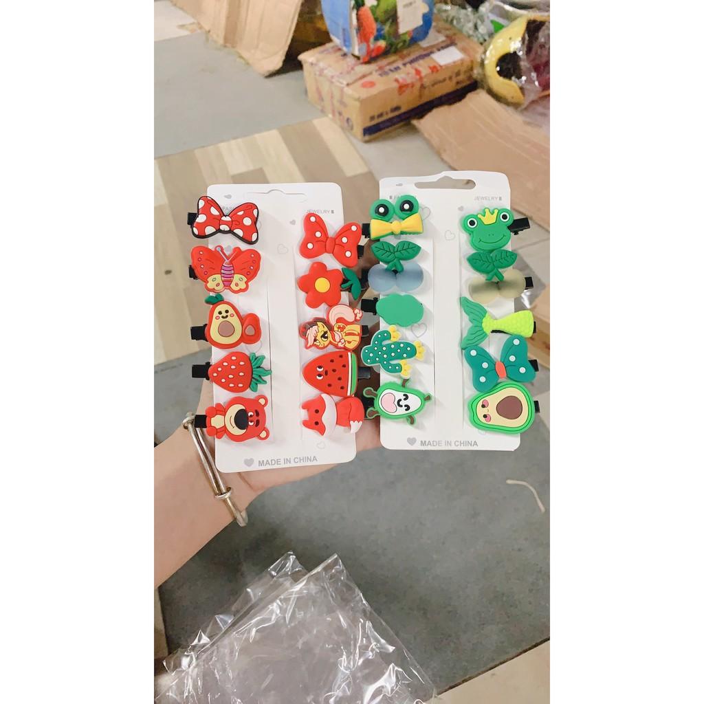 Set 10 kẹp tóc hoạt hình đáng yêu cho bé cực chất