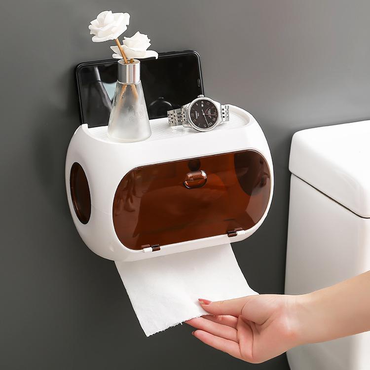 Giấy vệ sinh không thấm nước Rack Phòng tắm lưu trữ Rack Nhựa Toilet Portable Tissue Box Phụ kiện phòng tắm