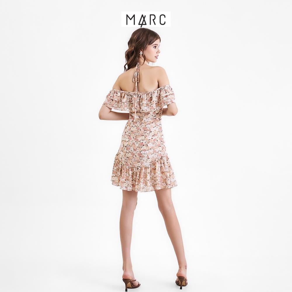 Đầm mini nữ MARC FASHION hoa bẹt vai cổ yếm phối bèo FASH090122