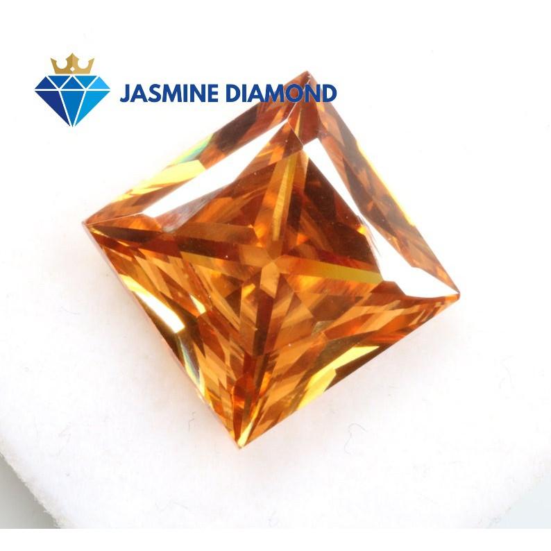 Kim cương nhân tạo Mỹ Moissanite giác cắt Princess Champagne