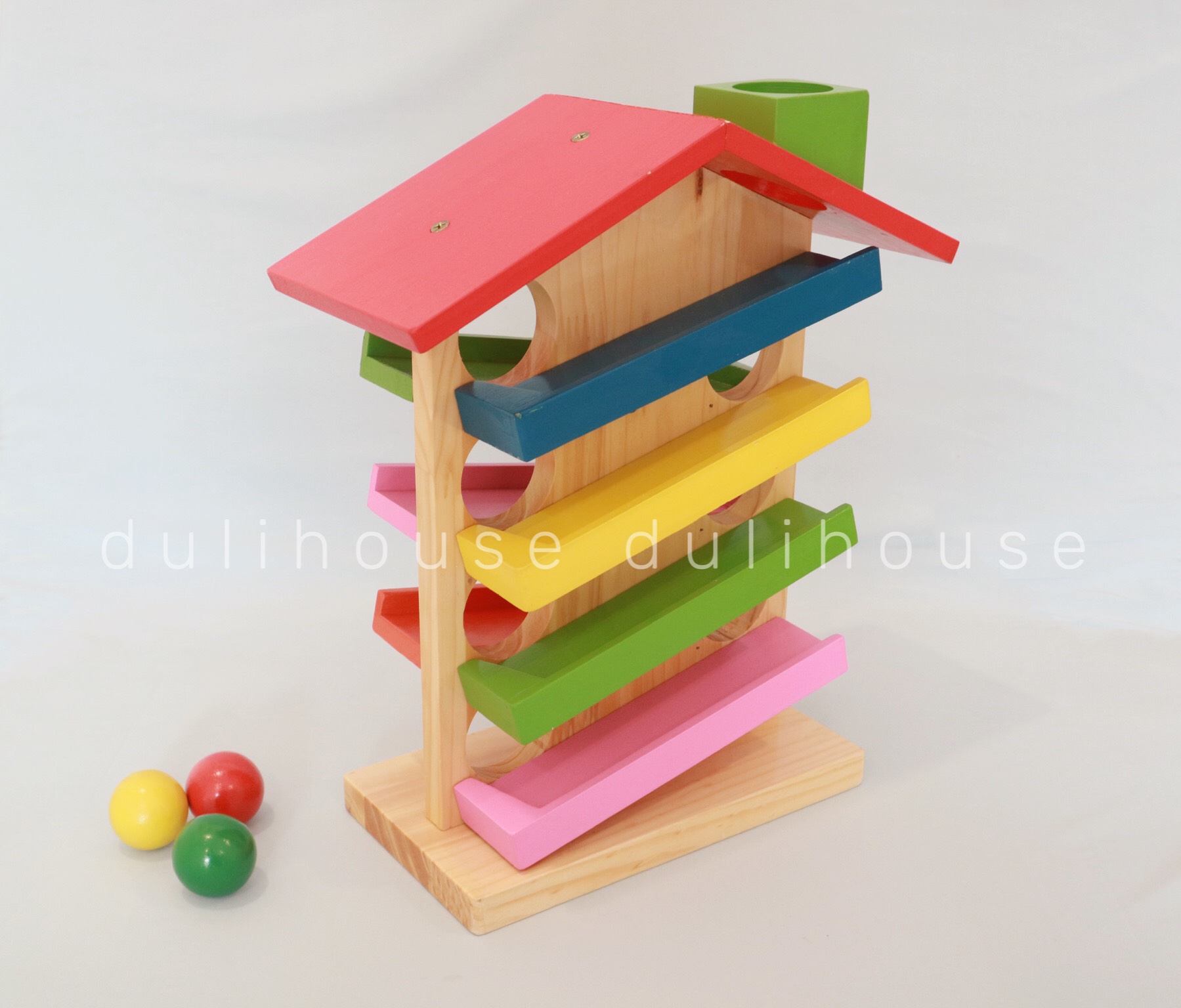 Đồ Chơi Phát Triển Vận Động Cho Bé - Ngôi Nhà Thả Bi Bằng Gỗ Bảy Sắc Cầu Vồng - Gỗ Tự Nhiên & An Toàn