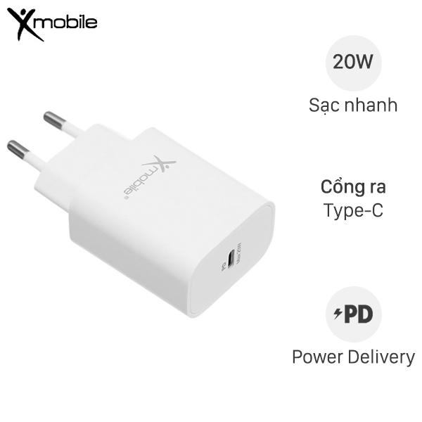 Adapter Sạc Type C PD 20W Xmobile TCE20W Trắng - Hàng Chính Hãng