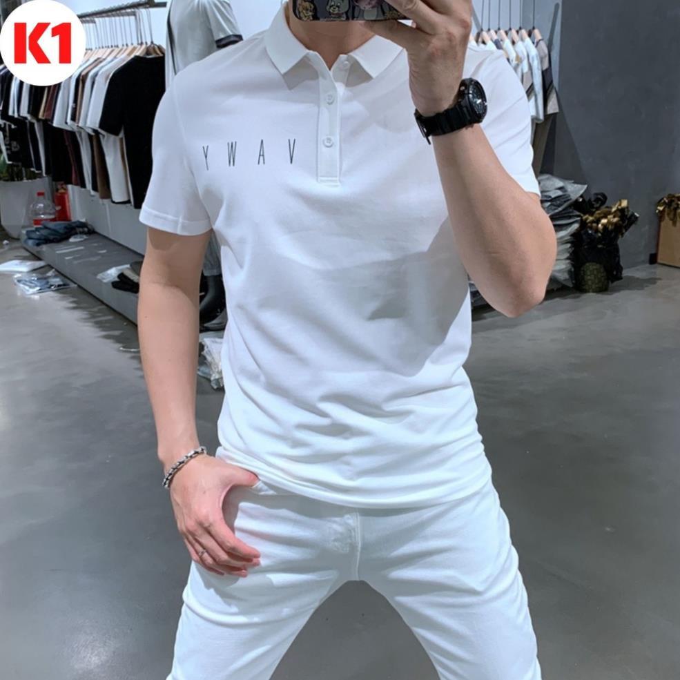 Áo polo, áo thun nam THÊU CHỮ cổ bẻ ngắn tay vải CVC cá sấu full size K12-TSSTORE95