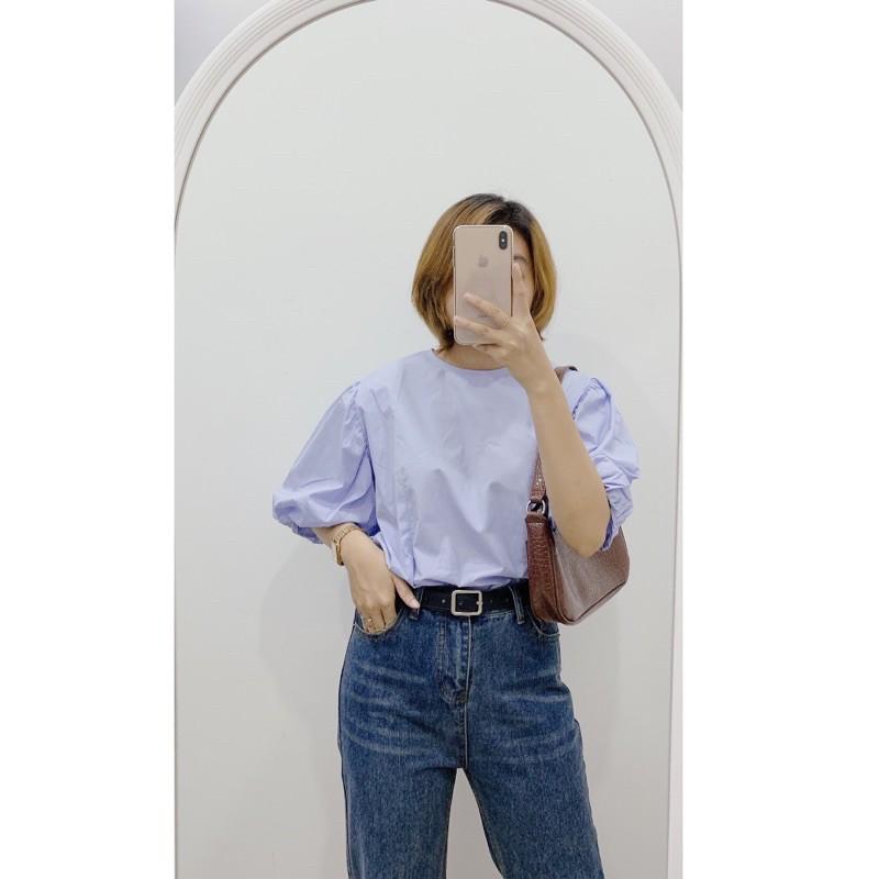 Áo thô cổ tròn tay phồng