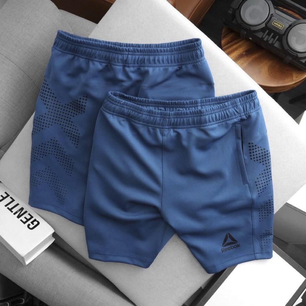 Quần Short Nam Thể Thao, Quần Short Nam Họa Tiết Reebook, Chất Poly Cao Cấp, Thoáng Mát, Co Dãn 4 Chiều - Ares Shop