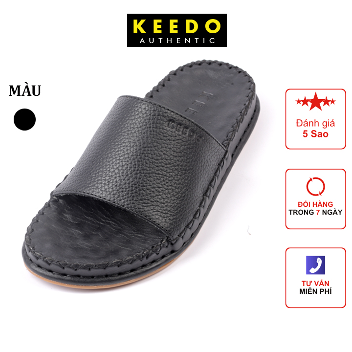 Dép da nam quai ngang da bò thật KD5518