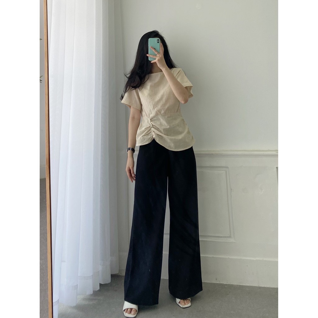 YU CHERRY | Áo nữ Pearl Pleated Top YA345