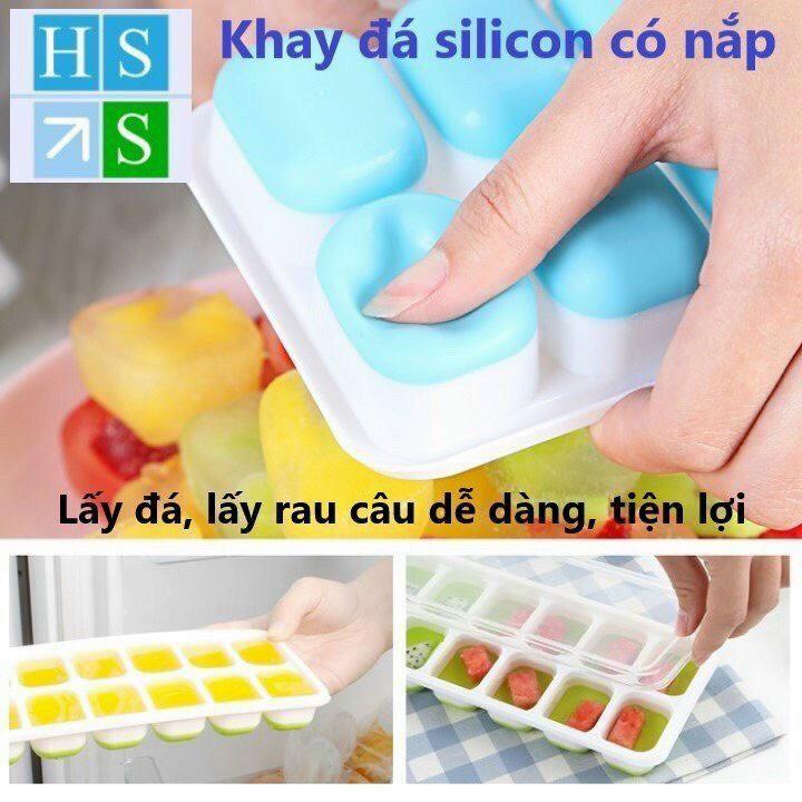 Khay Làm Đá 14 Viên, chất liệu silicon bền đẹp, dùng làm đá, làm thạch